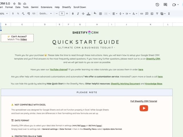 Sheetify CRM Quick Start Guide.